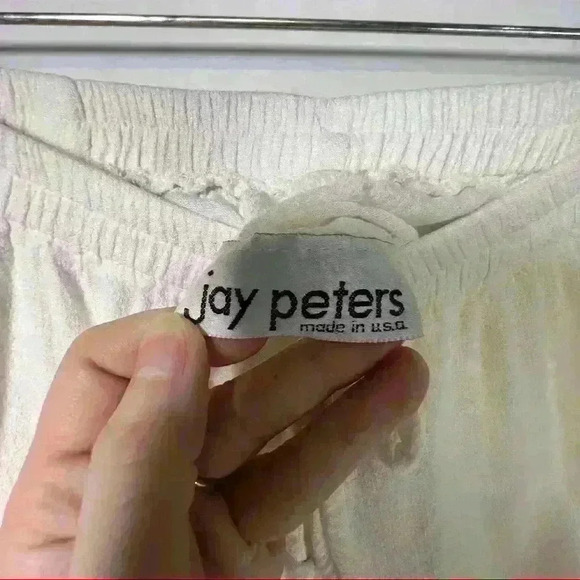 JAY PETERS Made In USA Womens 100% Rayon White Chino Short Sz L Comfy Relax - Picture 2 of 11